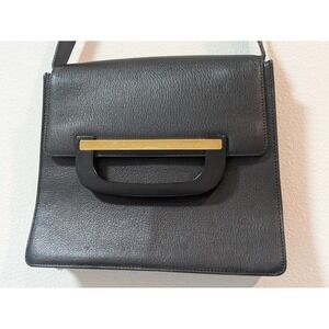 Vintage Gucci Shoulder Bag Womens Small Black Leather Purse Gold Hardware Italy